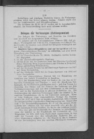 Belegen der Vorlesungen (Zahlungsweise)