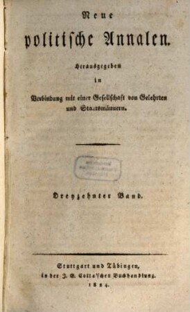 Neue allgemeine politische Annalen, 13. 1824