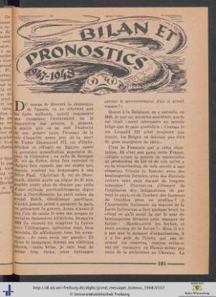 Bilan Et Pronostics 1947-1948.