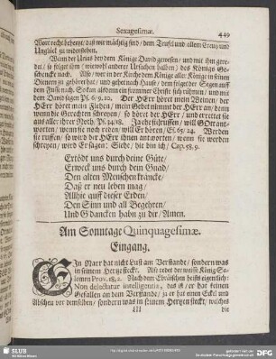Am Sonntage Quinquagesimae