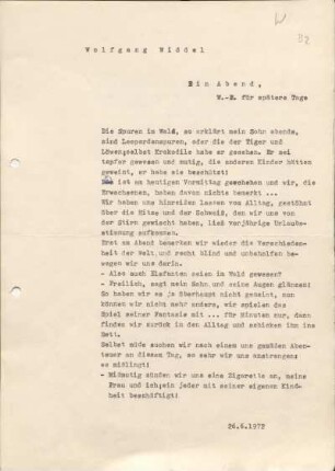 [W28]: Ein Abend, W.-E. für spätere Tage