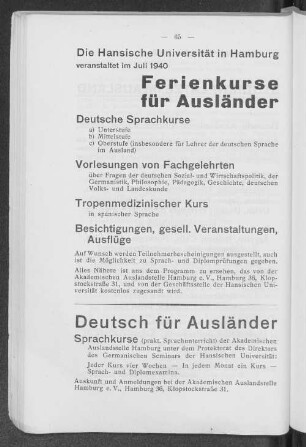 Ferienkurse für Ausländer