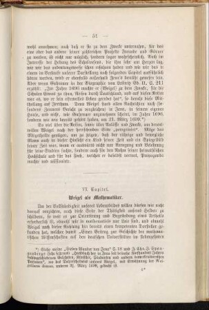 VI. Capitel. Weigel als Mathematiker