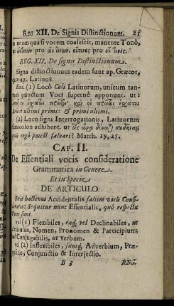 Cap. II. De Essentiali vocis consideratione Grammatica in Genere.