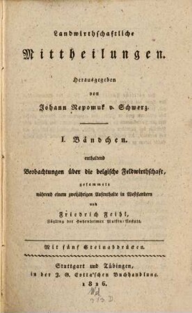 Landwirthschaftliche Mittheilungen. 1. 1826