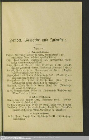 Berufsklassen und Gewerbebetriebe : Handel, Gewerbe und Industrie