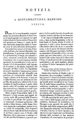 Notizia intorno a Giovambattista Ramusio Veneto