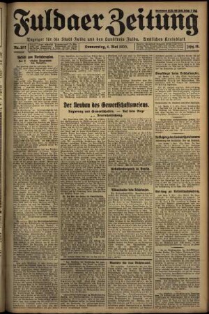 Erste Ausgabe vom Donnerstag, den 04. Mai 1933.