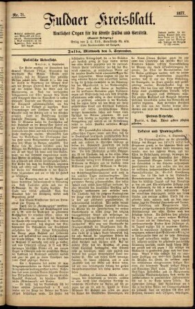 Ausgabe vom Mittwoch, den 05. September 1877.