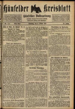 Erste Ausgabe vom Samstag, den 02. Oktober 1926.