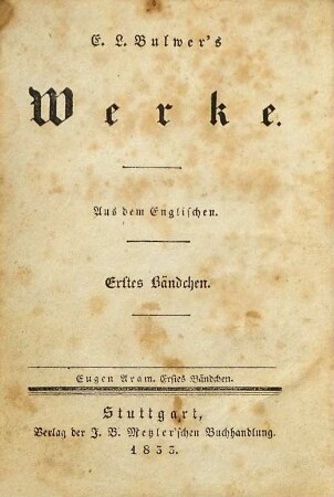 Eugen Aram : ein Roman ; in sechs Bändchen, 1