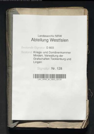 Originalkriegskassenetats der Grafschaften Tecklenburg und Lingen