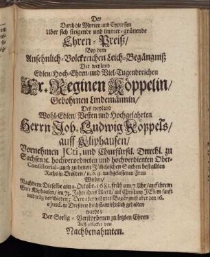 Der Durch die Myrten und Cypressen Uber sich steigende und immer-grünende Ehren-Preiß.