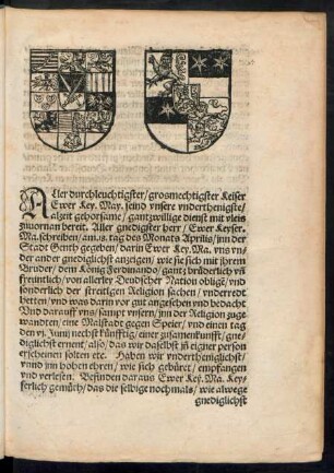 Aller durchleuchtigster/ grosmechtigster Keiser ...