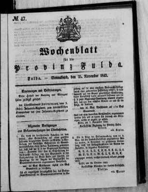 Nr. 47, Ausgabe vom 25. November 1843