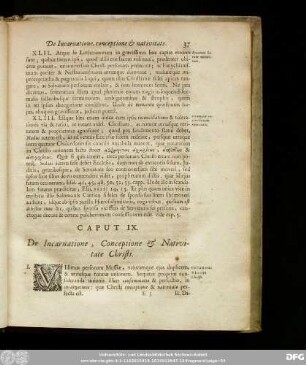 Caput IX. De Incarnatione, Conceptione & Nativitate Christi.