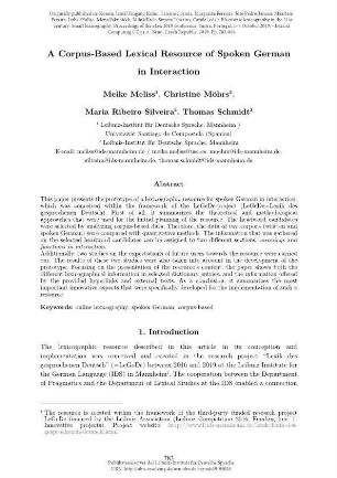 A corpus-based lexical resource of spoken German in interaction