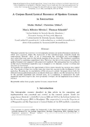 A corpus-based lexical resource of spoken German in interaction