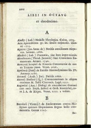 Libri In Octavo et duodecimo.