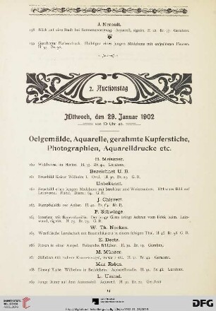 Oelgemälde, Aquarelle, gerahmte Kupferstiche, Photographien, Aquarelldrucke etc. (Nr. 160-265)