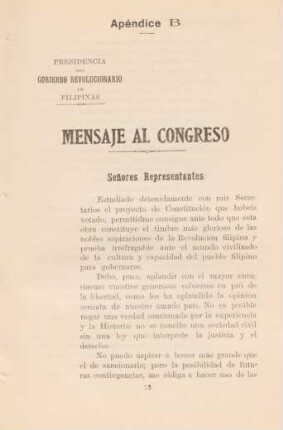 Apéndice B. Mensaje al Congreso
