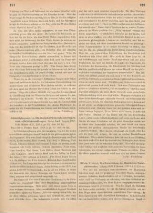 121-122 [Rezension] Die deutsche Philosophie der Gegenwart in Selbstdarstellungen ; 1. Band