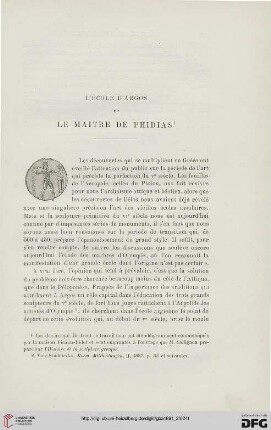 3. Pér. 6.1891: L' école d'Argos et le maître de Phidias