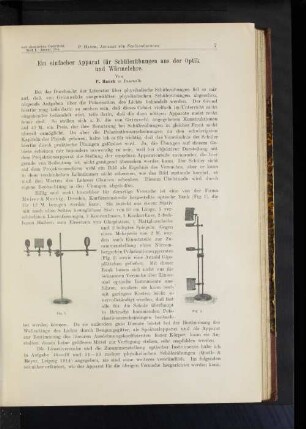 Ein einfacher Apparat für Schülerübungen aus der Optik und Wärmelehre.
