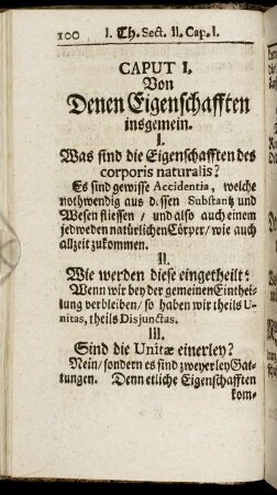 Caput I. Von Denen Eigenschafften insgemein.