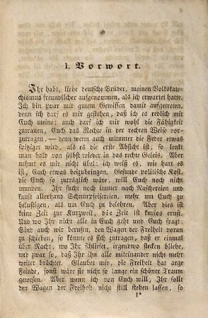 Politischer Volks-Katechismus für Stadt und Land : für das Volk geschrieben, 2. Inhalt: 1. Vorrede. 2. Association. 3. Einkommensteuer. 4. Ueber Proletarier. 5. Ueber Schwarz, Roth, Gelb. 6. Lola Montez. 7. Ueber Nutzen des Zeitungslesens. 8. Allgemeine Volksbewaffnung. 9. Aufruf