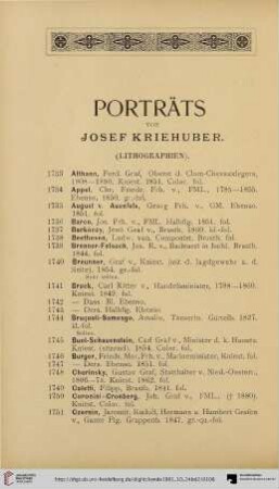 Porträts von Josef Kriehuber (Nr. 1733-1847)