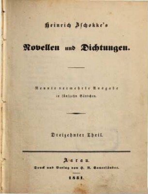 Heinrich Zschokke's Novellen und Dichtungen, 13. Genfer Novellen