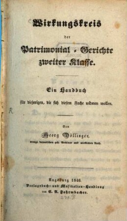Wirkungskreis der Patrimonial-Gerichte zweiter Klasse