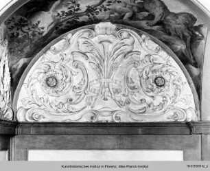 Stuckdekoration im Palazzo Orlandini del Beccuto mit Wappen-Relief