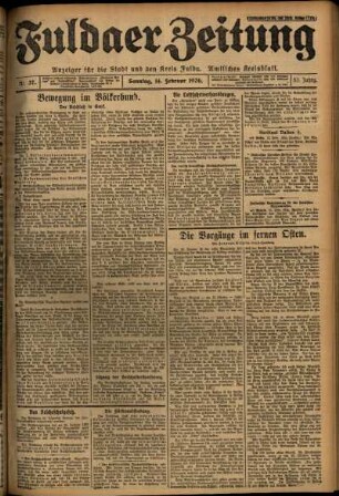 Erste Ausgabe vom Sonntag, den 14. Februar 1926.