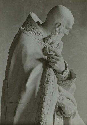 Der heilige Augustinus : Balthasar Permoser (1651-1732): Heiliger Augustinus. Holz, weiß gefaßt: H. ca. 2,50 m