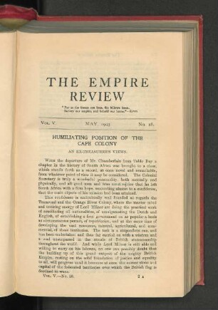 Humiliating Position of the Cape Colony. An Ex-Treasurer's Views.