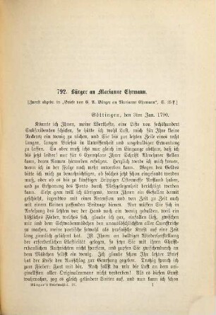 Briefe von und an Gottfried August Bürger : ein Beitrag zur Literaturgeschichte seiner Zeit ; aus dem Nachlaß Bürgers und anderen, meist handschriftlichen Quellen, 4. Briefe von 1790 - 1794
