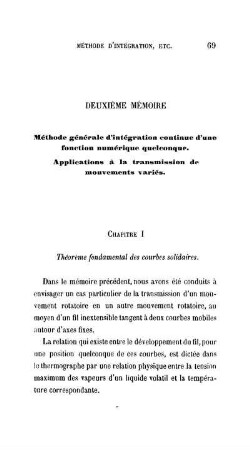 Chapitre I. Théorème fondamental des courbes solodaires.