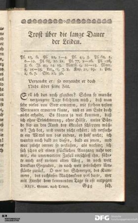 Trost über die lange Dauer der Leiden.