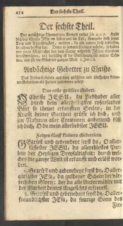 Der sechste Theil. ... Andächtige Gebetter zu Christo.