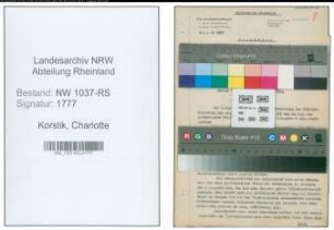 Entnazifizierung Charlotte Korstik , geb. 21.10.1890 (Lehrerin)