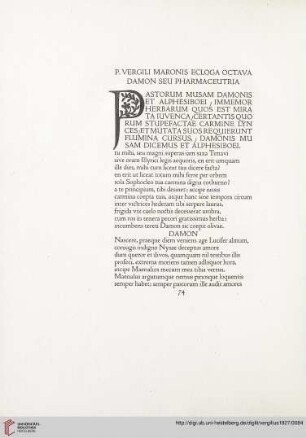 P. Vergili Maronis ecloga octava: Damon seu Pharmaceutria