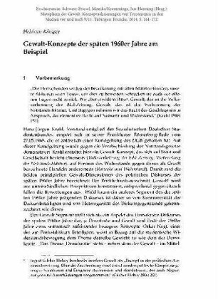 Gewalt-Konzepte der späten 1960er Jahre am Beispiel