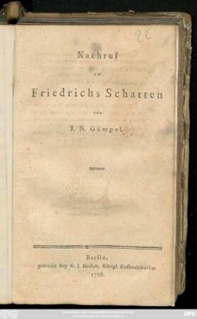 Nachruf an Friedrichs Schatten