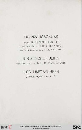 Finanzausschuss / Juristischer Beirat / Geschäftsführer