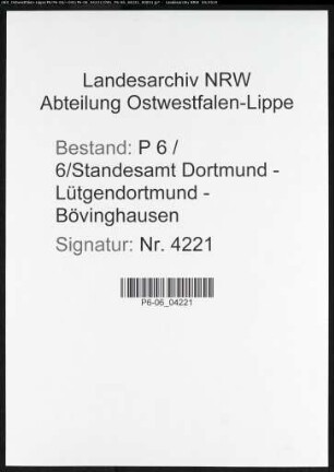 Sterberegister Standesamt Dortmund-Lütgendortmund-Bövinghausen (XI)