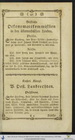 Kaiserl. Königl. V. Oest. Landrechten.