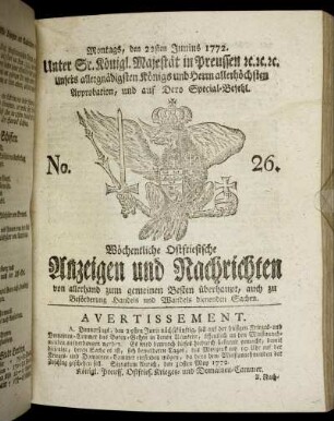 No. 26. Montags, den 22sten Junius 1772.