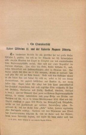 1. Ein Charakterbild Kaiser Wilhelms II. und der Kaiserin Auguste Viktoria